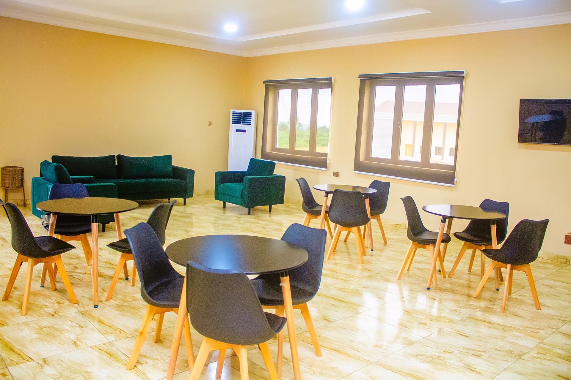Modern classroom with students