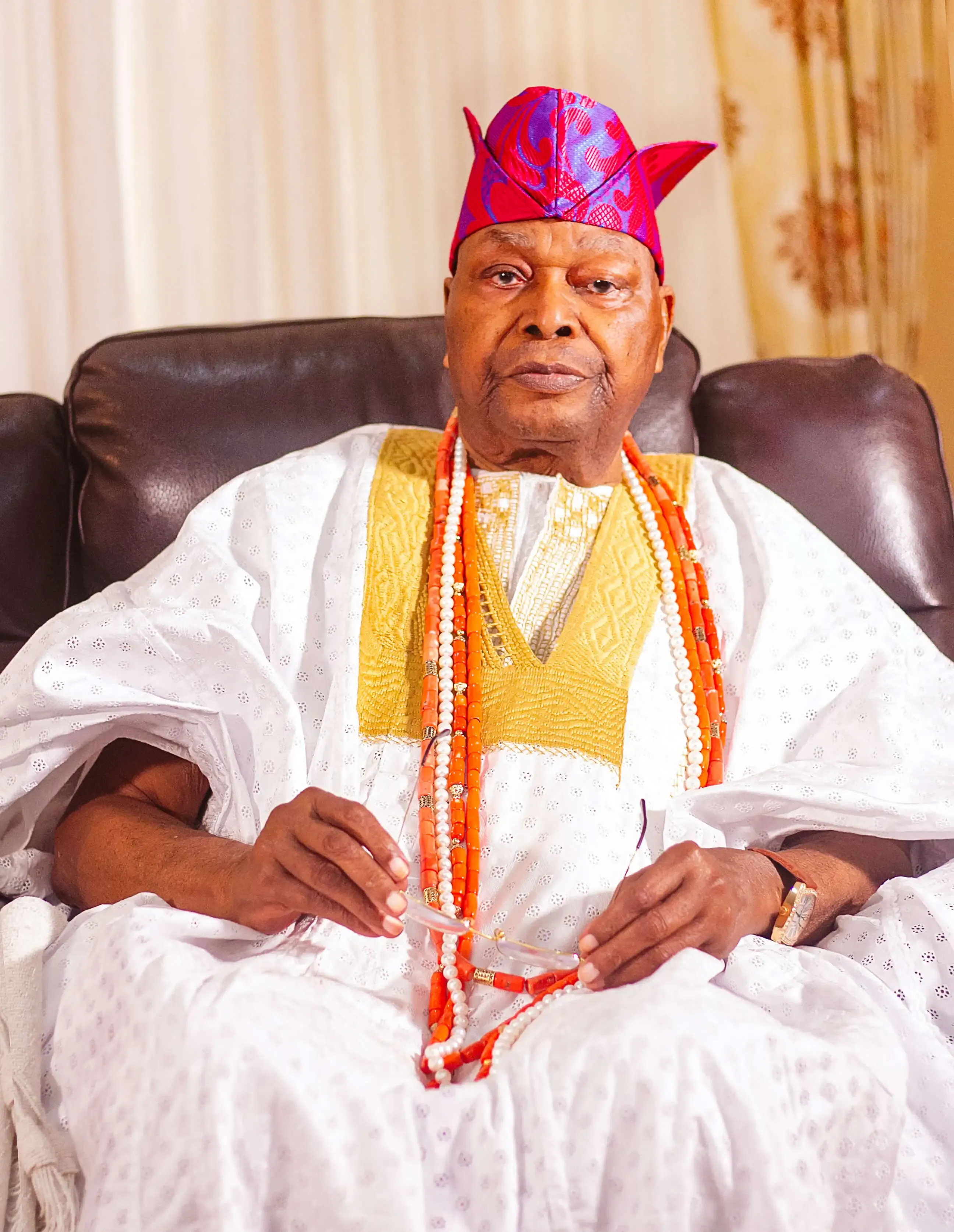Oba Sikiru Kayode Adetona in traditional regalia